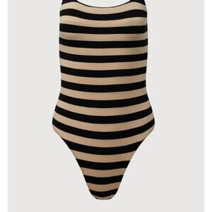 Rachel Parcell Black and Cream Square Neck Body Suit - Size XS